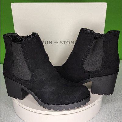 Sun + Stone Morghan Booties   Moto-Inspired Chelsea Boots - Size 8M