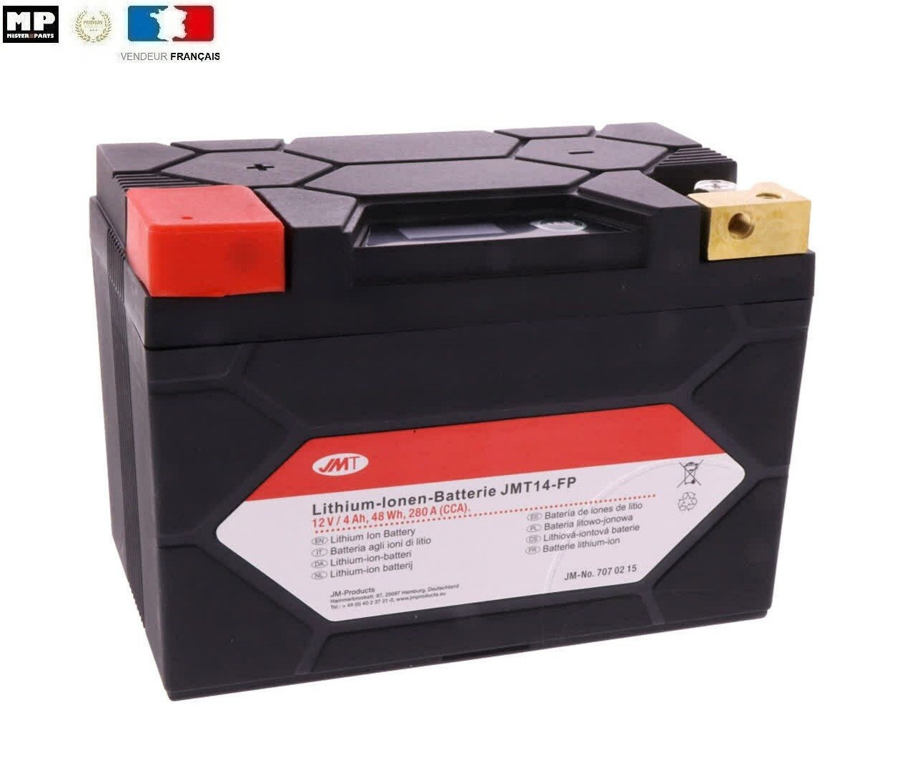 Batterie lithium JMT14-FP longue durée avec indicateur de charge LED