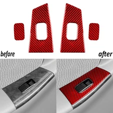 Red Carbon Fiber Rear Window Lift Switch Panel Cover For Toyota Corolla 2003-08