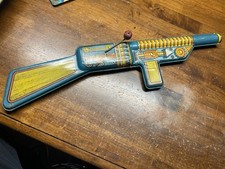 Vintage Toy Tin machine Gun 1960s 1970s Work Tin Toy Used Condition Marx? 
