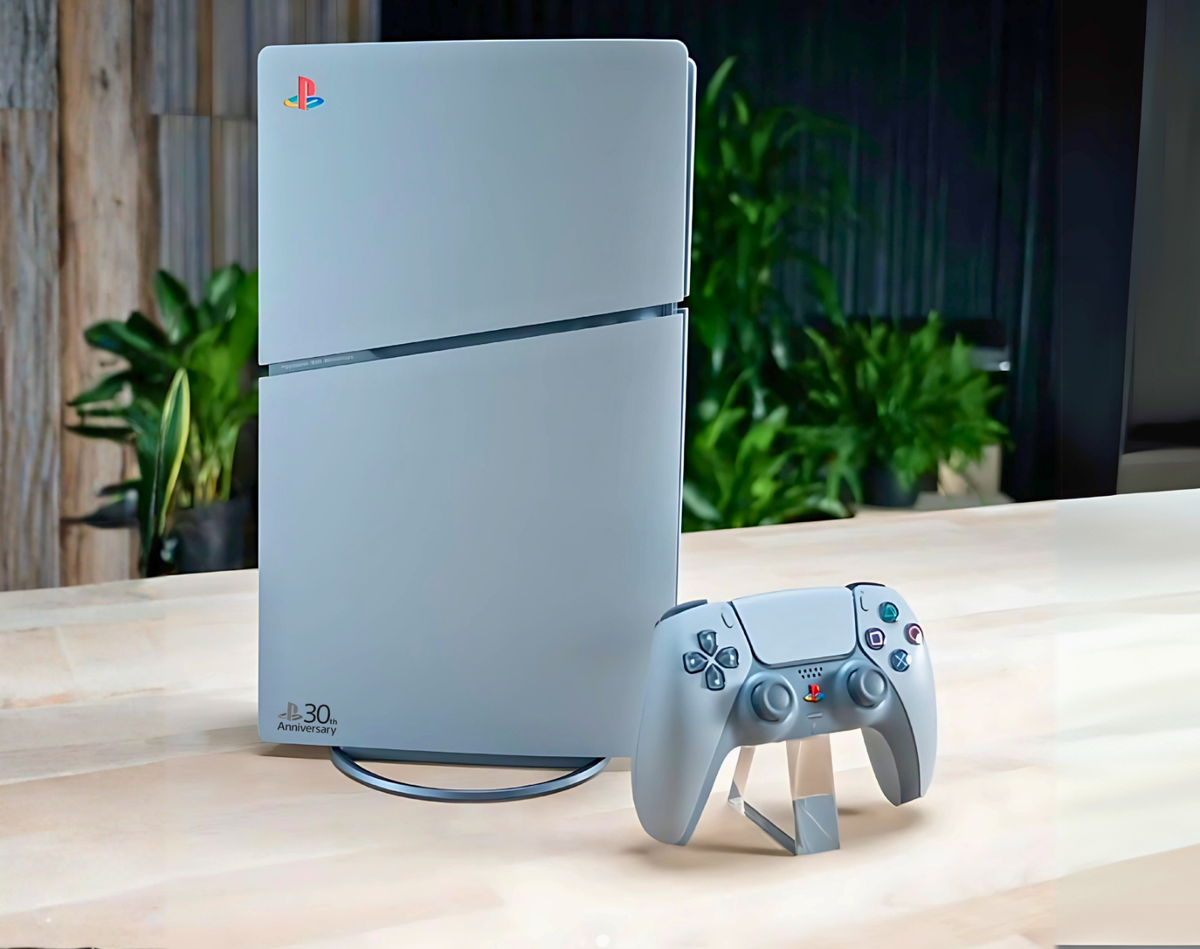 Coque PS5 Édition 30e Anniversaire - Compatible PS5 Standard Et Slim - Gris