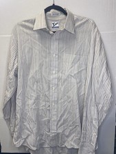 YVES SAINT LAURENT Mens Shirt YSL OXFORD Stripe Long Sleeve Size 16 34-35