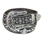 CTM Women's Fleur de Lis Studded Rhinestone Western Bling Belt