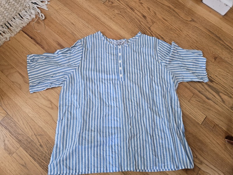 Vintage Blair of Warren PA Women's Cotton Short Sleeve Henley Style Blouse Shirt