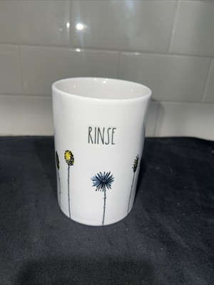 Rae Dunn Floral Wildflowers RINSE Cup Wood Base New Without Tags