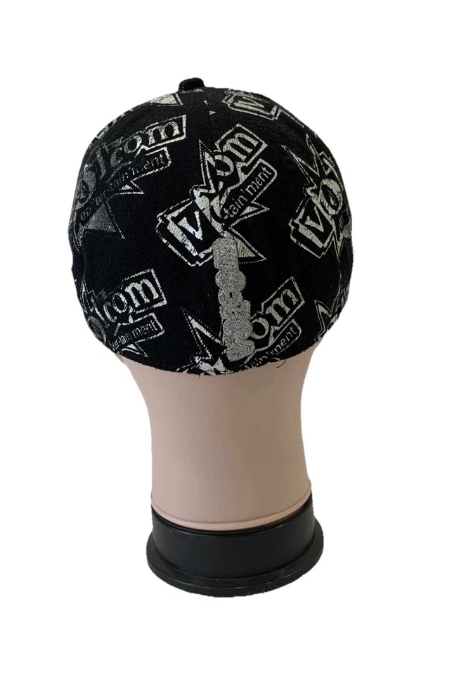 Sombrero ajustado Volcom talla 7 negro blanco estampado de logotipo ropa de calle Y2K skate #K1 Foto 2 de 4