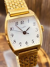 Reloj Pulsera Luch Dama.Vintage Original Soviético Chapado en Oro. unos años 70 #8845