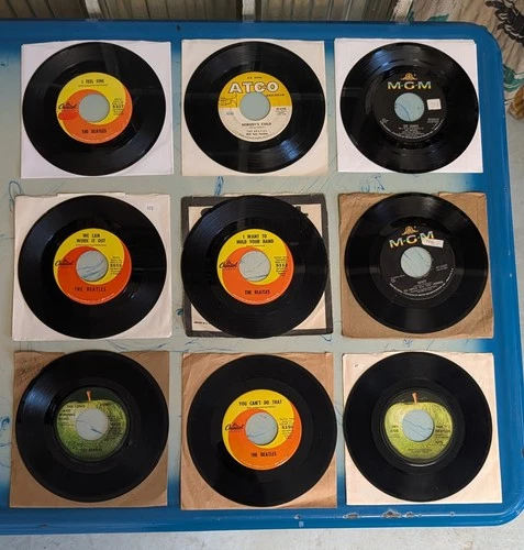Lot Of 9 Beatles 45s - Condition Varies
