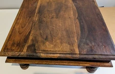 Vintage Rustic Solid Wood Stand - Asian Design 15 inch Square 6.25  inch tall