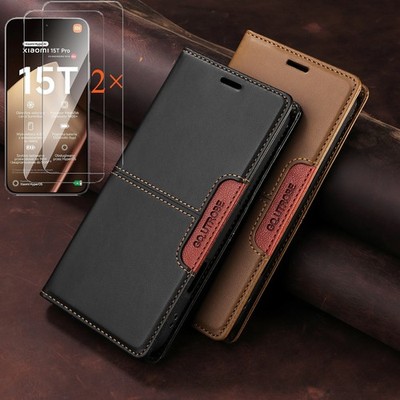 Für Xiaomi 15T Redmi Note 14 Pro+ Note 15 15C 17C Hülle Magnet HandyHülle +Glass