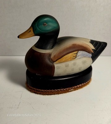 Small Mallard Duck Sculpture Figurine Lint Brush 