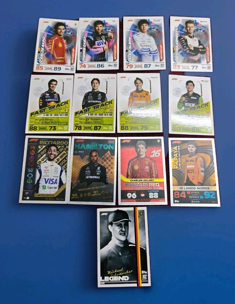 12 X F1 TURBO ATTAX 2024 MGA set + 1 Schumacher TOPPS INDIA