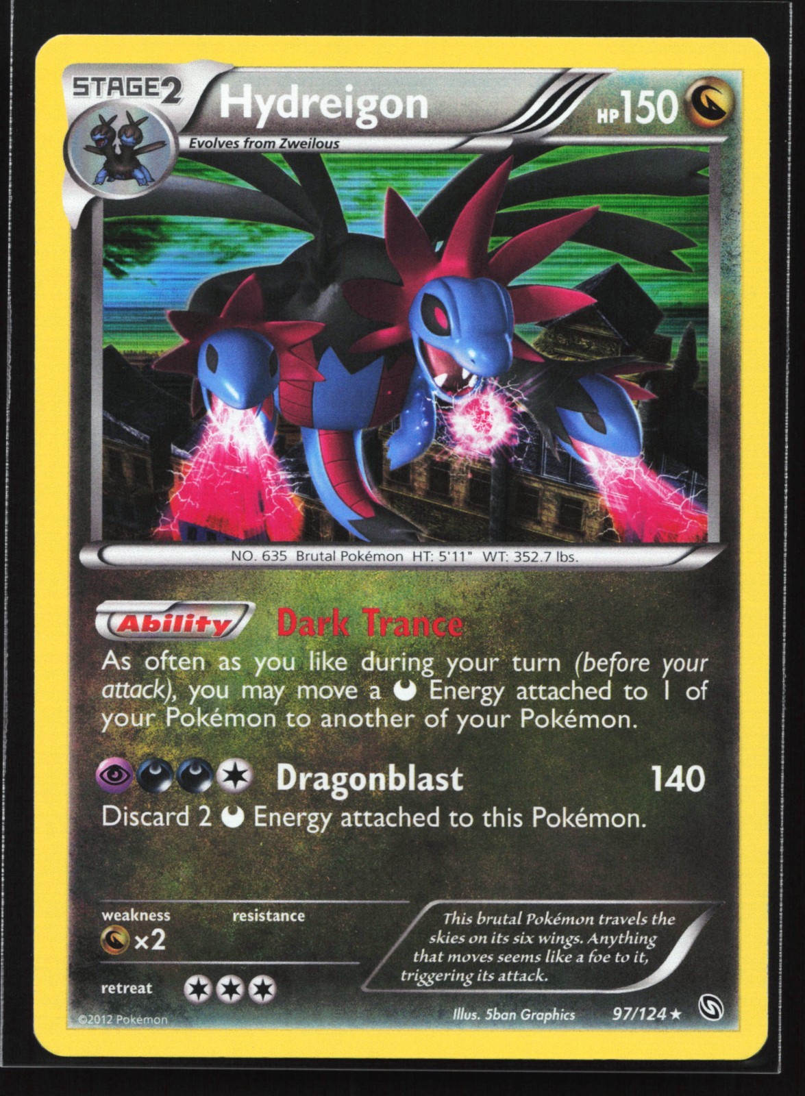 Pokemon Hydreigon 97/124 Dragons Exalted Holo Rare NM