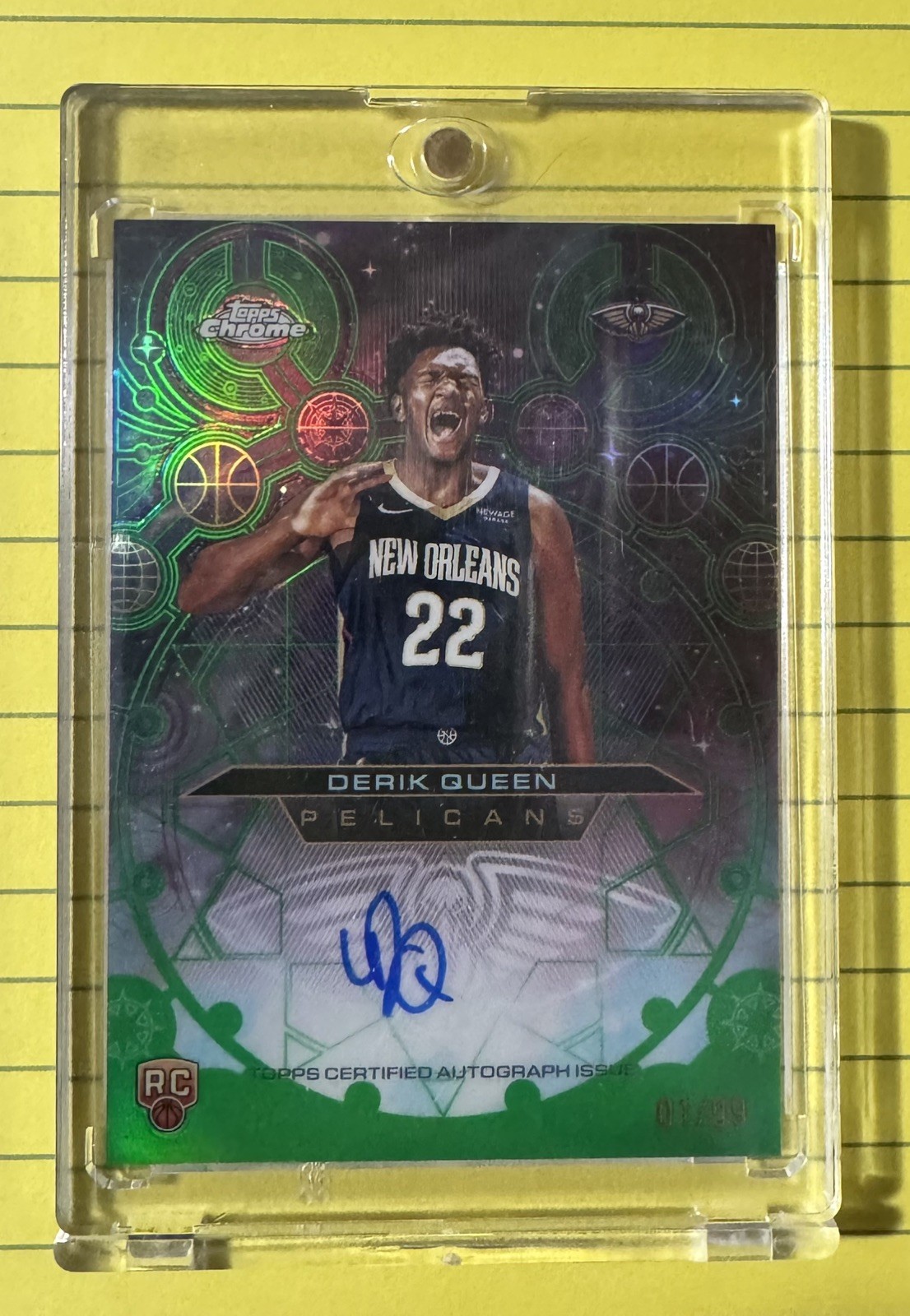 2025-26 Topps Chrome Green Chromographs Auto /99 Derik Queen RC 🔥1st in Print🔥
