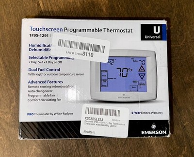 Emerson 1F95-1291 7-Day Touchscreen Thermostat with Humidity Control