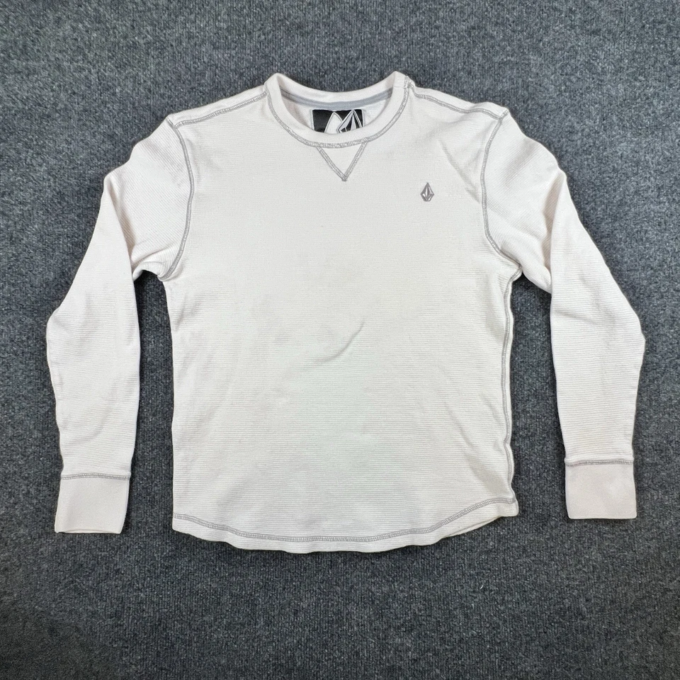 Volcom A5338P1 Slammed Thermal Shirt Men’s M Long Sleeve Waffle Knit White READ - Image 2 of 4