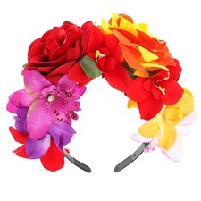Mexican Rose Flower Headbands for Women Plastic Flower Headband