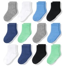 Crew Cotton Multicolor Toddler Socks, 12 Pack for Toddler Boy 1-3 Years Old
