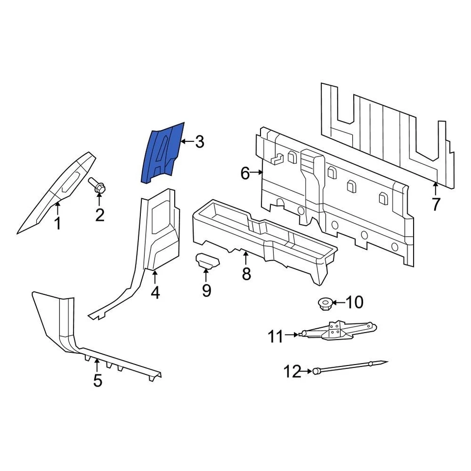 For Dodge Ram 1500 09-10 Dodge 1DX50BD1AB Right Upper Door Pillar Post Trim Set - Image 3 of 3