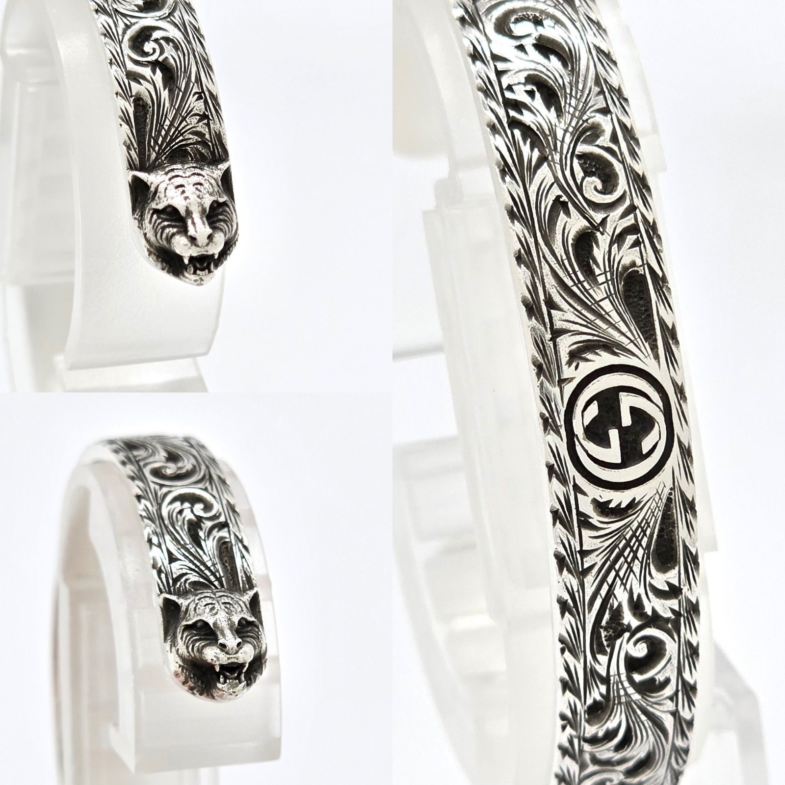 GUCCI Interlocking G Cat Head Bangle Bracelet 6.5… - image 3