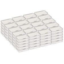 100 Pack Rectangular Clear Plastic Storage Containers with Hinged Lid for Bea...
