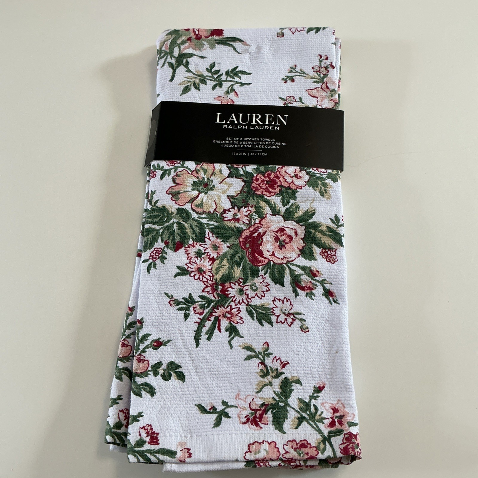 Lauren Ralph Lauren 100% Cotton Kitchen/Tea Towels, Set of 2