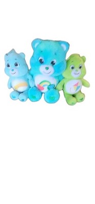 Care Bear plush toys, specifically:The center bear is ''I Care Bear,'' which is