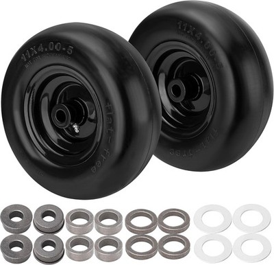 2 Pack 11x4.00 5 Flat Free Lawn Mower Tire on Wheel