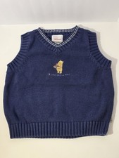 VTG Y2K Disney Store Winnie The Pooh Baby Sweater Vest Navy Size 18-24 Months