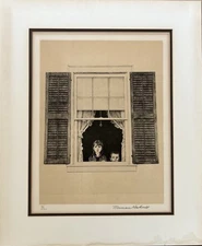 Vintage Norman Rockwell Children Looking Out Window Lithograph Signed Numbered