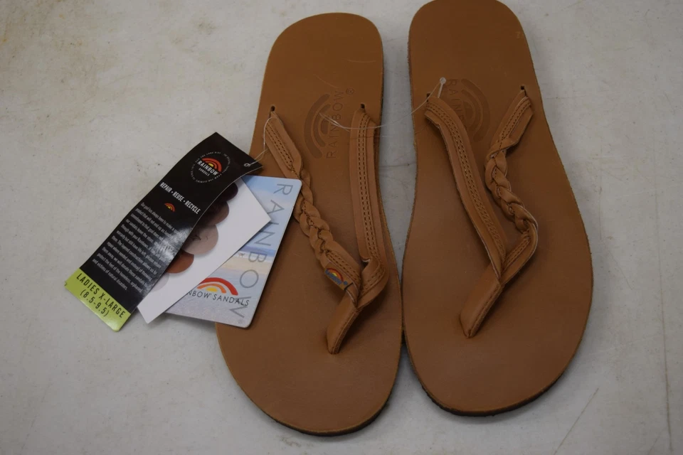 Sandalias Arco Iris Coquetas Trenzadas Una Capa Clásicas Cuero Tostado 8.5-9.5 Foto 2 de 4