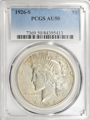 1926-S PEACE DOLLAR ~ SHARP ABOUT UNCIRCULATED PCGS AU50!