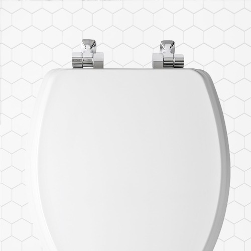 Mayfair 26NISLA-000 Round Molded Wood Toilet Seat w/Brushed Nickel Hinge, White - Picture 9 of 9