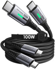 INIU USB C Cable, 6.6Ft, 2-Pack 100W USB C to C Fast Charging Cord, Braided Ty