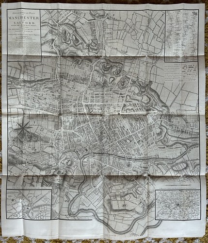 1793 Plan Manchester & Salford Large Folding Map by Charles Laurent 106 cm x 91