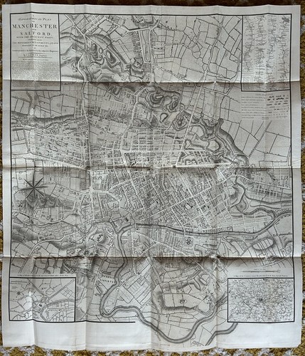 1793 Plan Manchester & Salford Grande Carte Pliante par Charles Laurent 106 cm x 91 - Photo 1/17