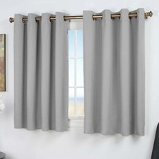 Image of SHORT Blackout Curtains Pair Ready Made Eyelet Ring Top Room Darkening Panels