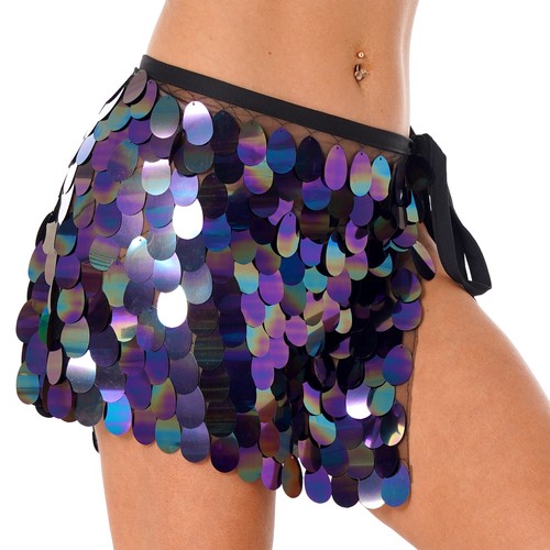 Women Sequin Skirt Sparkle Bodycon Mini Skirts Sheer Mesh Tassel Skirts Clubwear - Picture 85 of 124