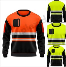 Hi Vis Sweatshirt with Chest Zip 2 Tone Pullover High Visibility Workwear Top UK