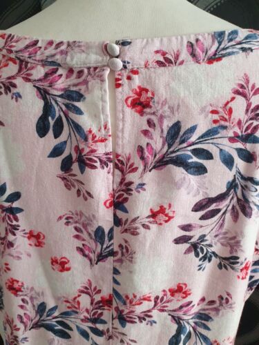 GEORGE Pink Cream & Burgundy Floral Print Linen Mix Dress Size 20 - Picture 5 of 5