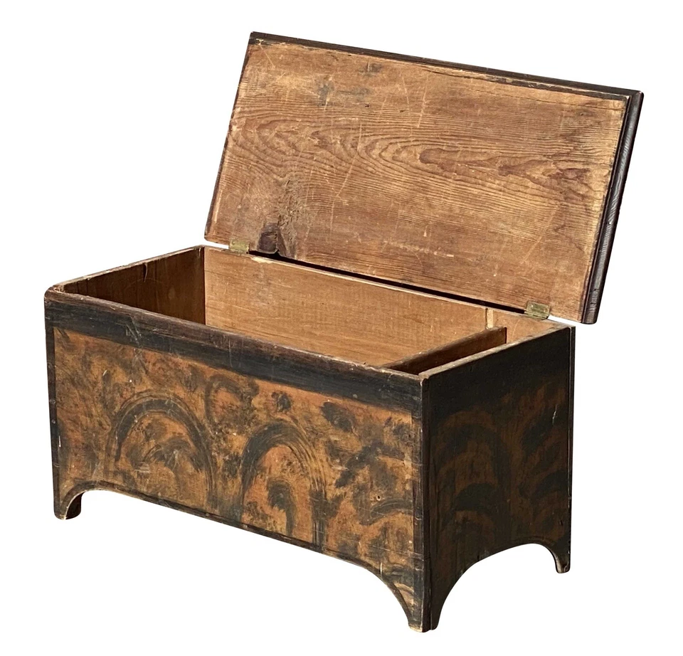 古董联邦时期 VERIOD GRAIN 着色 FOLK 艺术盒 — 第 4/4 张图片