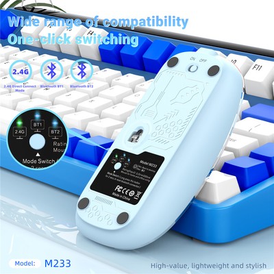 M233 Transparent Magnetic Mouse Triple Mode 2.4G Bluetooth 
