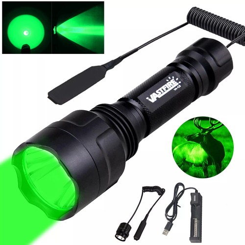 Linterna LED táctica 300 yardas lámpara de caza luz antorcha batería USB 500M EXCELENTE DE - Imagen 20 de 22