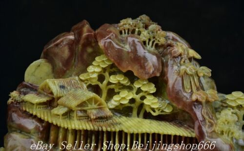 14.4" Chinese Natural Xiu Jade Carved Mountain Tree Bridge Statue Sculpture - Picture 2 of 12