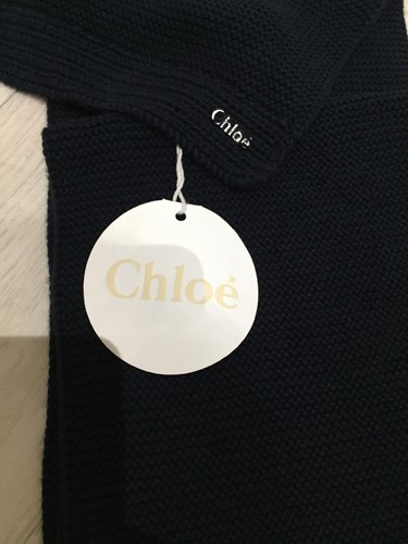 CHLOE - KNITTED LOGO PULL ON HAT 40 NEWBORN SCARF SET 3-18 Months DARK BLUE -NEW - 第 3/12 張圖片