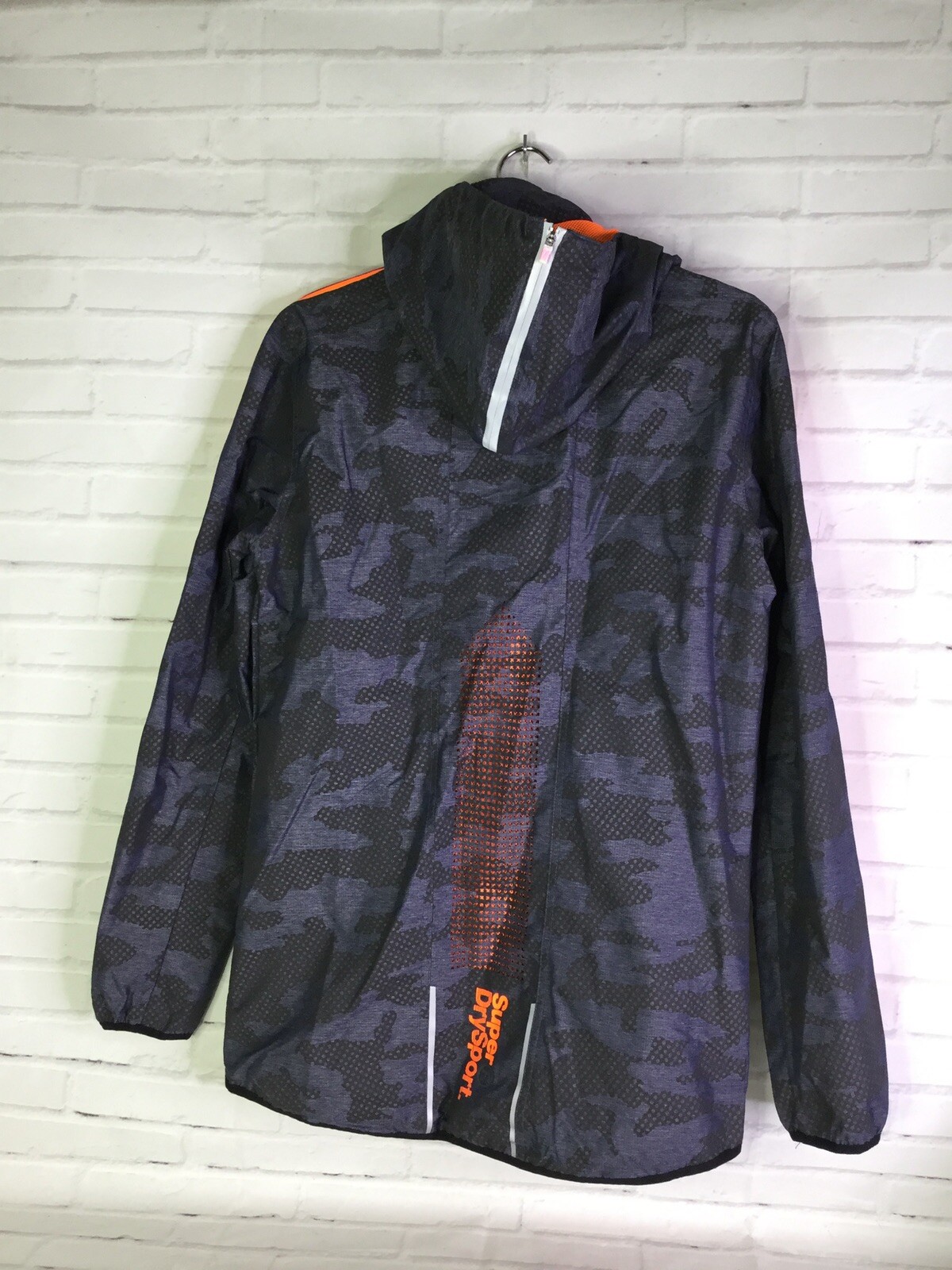 Superdry Windsprinter Tech Camo Lightweight Jacket Hooded Black Gray Mens Size S image 2