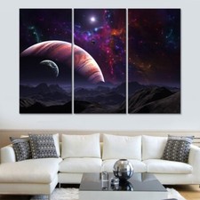 Space Planets Universe 3 Pieces Canvas Print Wall Art Poster Home Decoration
