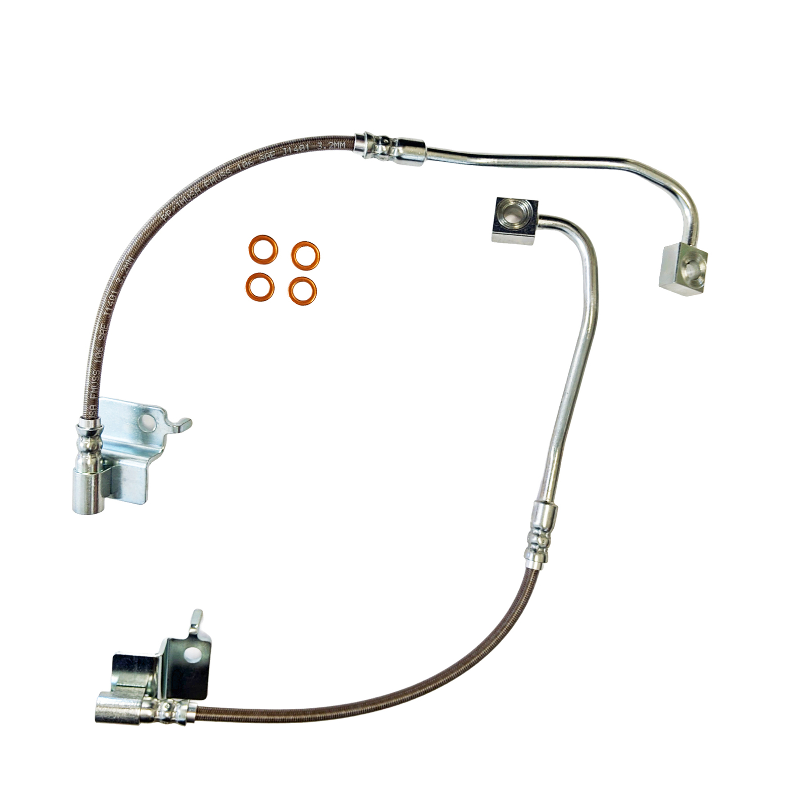 2015-2020 Ford GT350 & GT350R Front Stainless Steel Brake Hose Kit - Clear Ou...