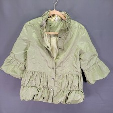 Lindi Womens Green Jacket 3/4 Sleeve Puffy Windbreaker S