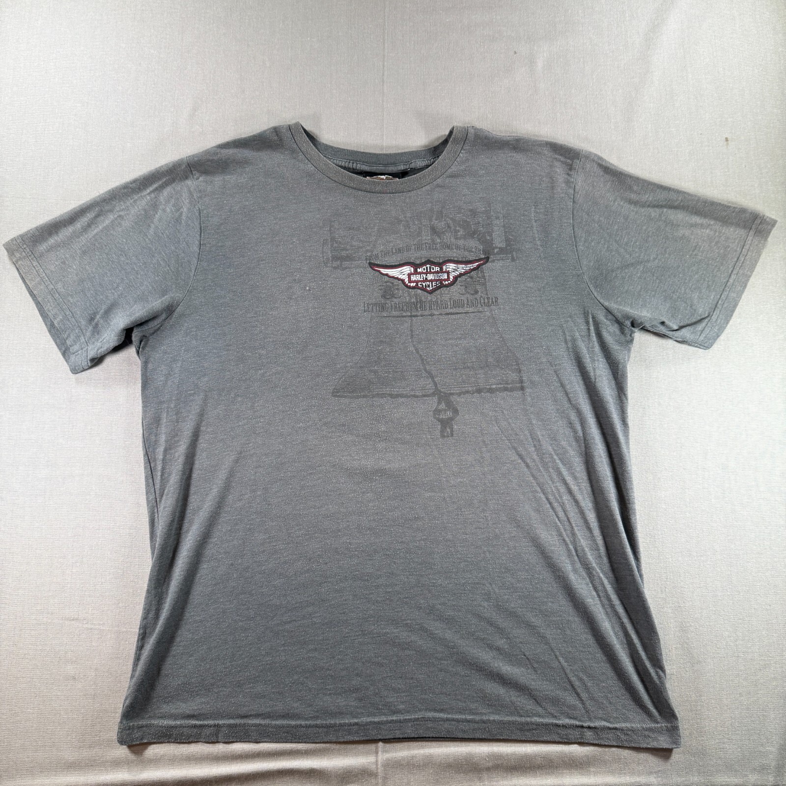 Harley Davidson Short Sleeve T Shirt Mens XL Gray We Dont Do Fear Liberty Bell